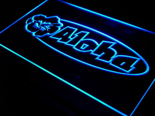 Aloha Hibiscus Surf Bar Beer Neon Light Sign